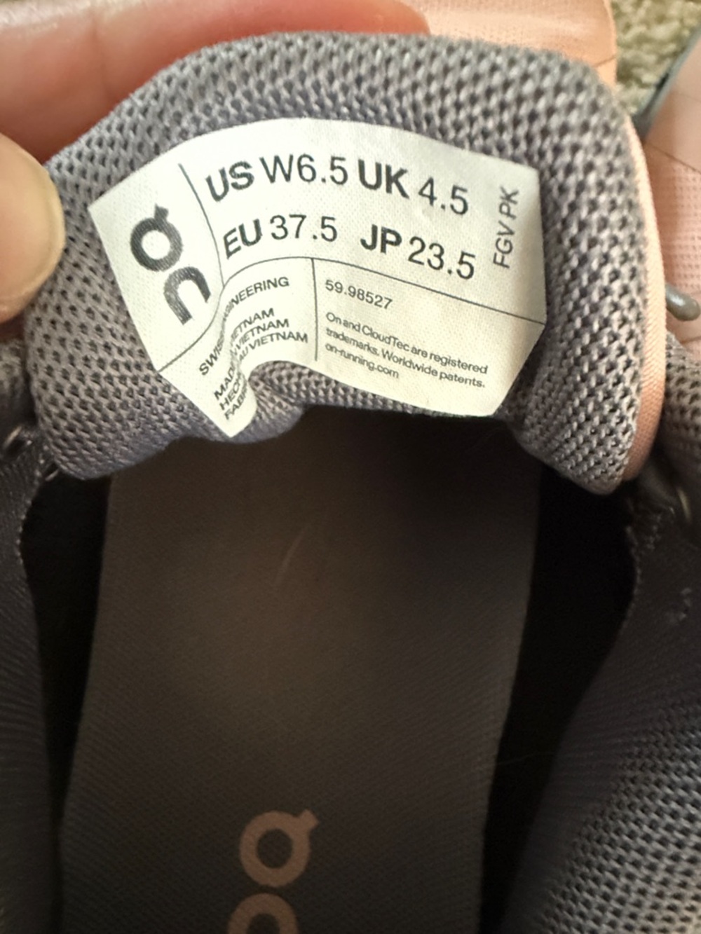 On Running Women's Pink and Gray Cloud Sneakers - Picture 5 of 5